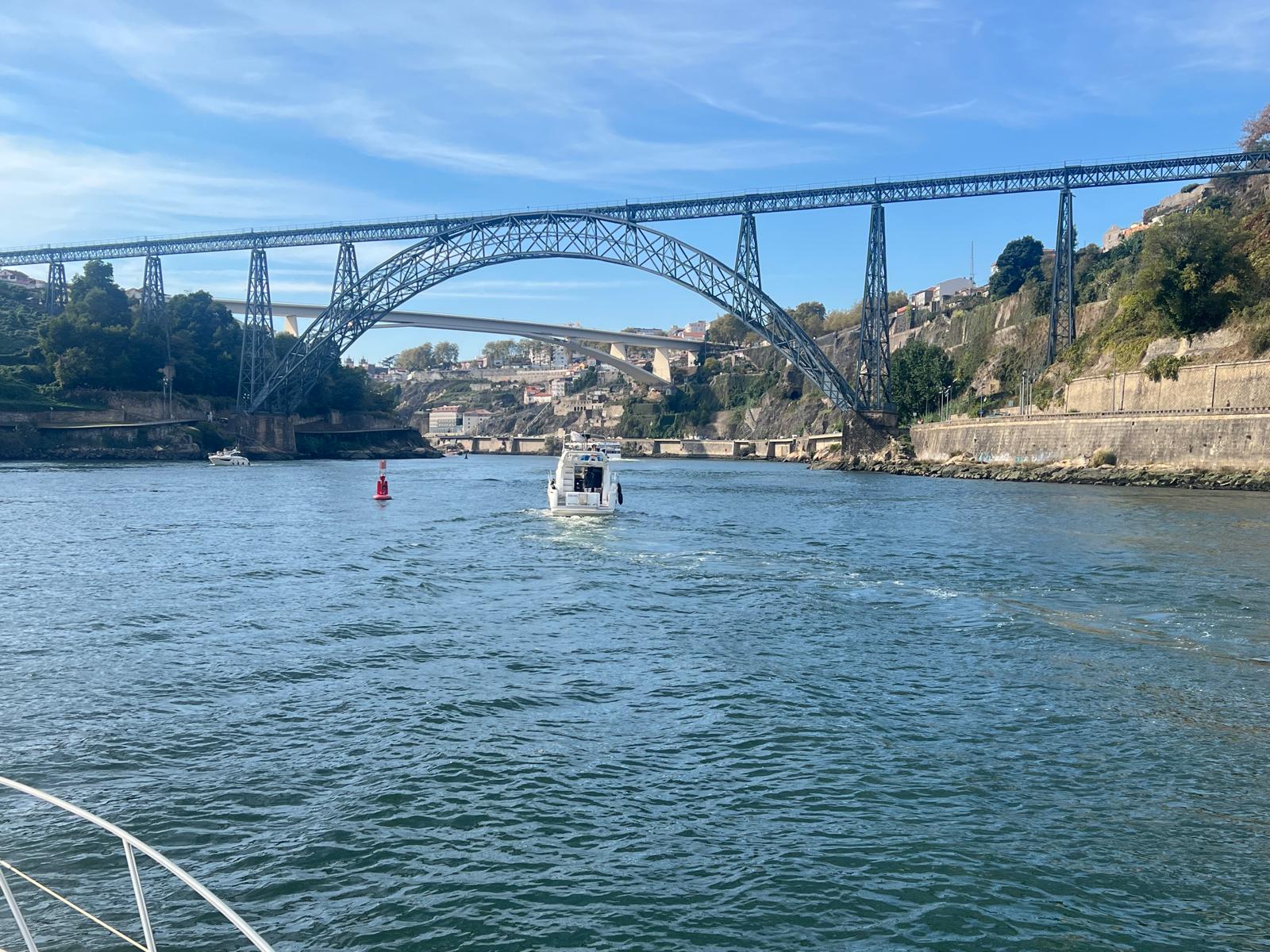 The Douro river with Porto and Vila Nova de Gaia reflected on its waters